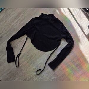 Black Women's Turtleneck Crop Top